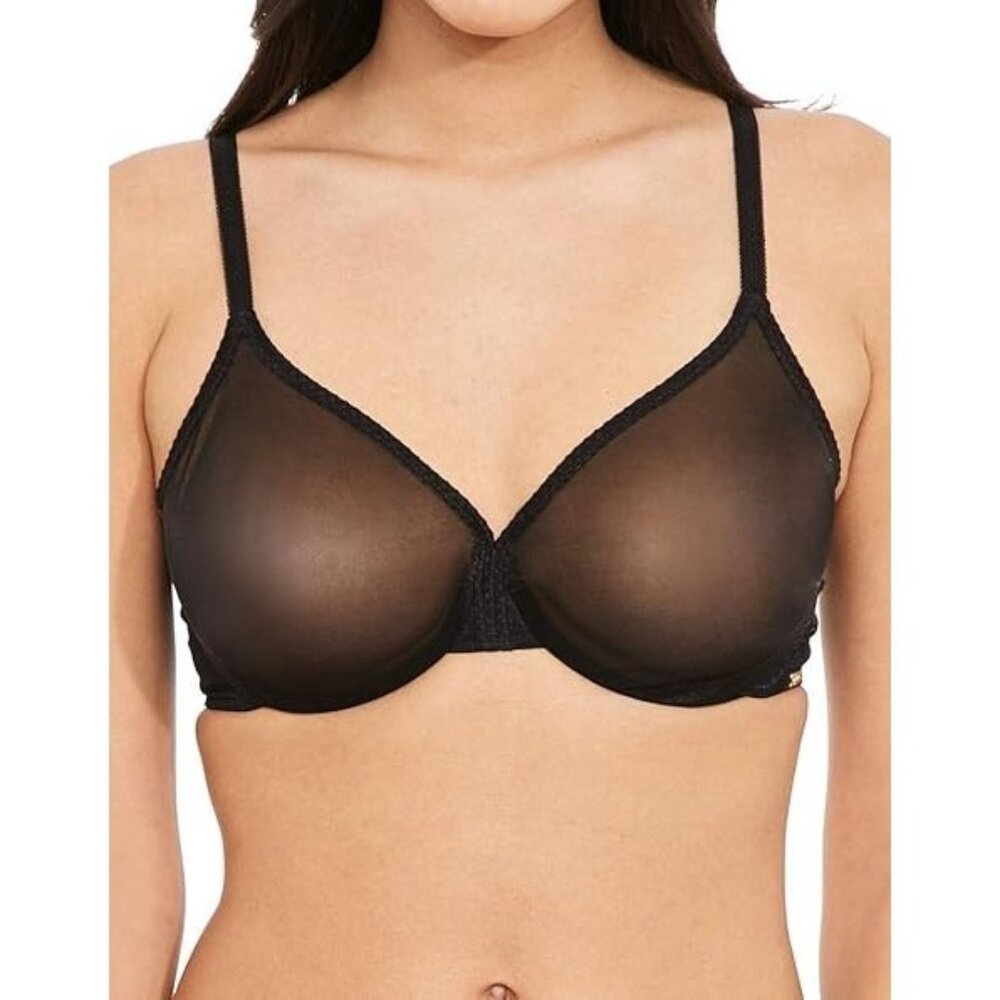 Gossard 6271 Glossies Sheer Mesh Underwire Full Cup Bra US36H Black New